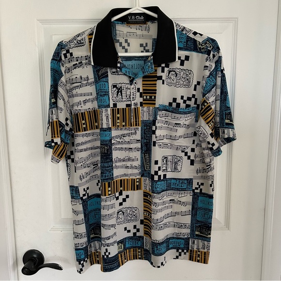 V.8 club Other - Men's V.8 club shirt Black, Blue, Gold and white